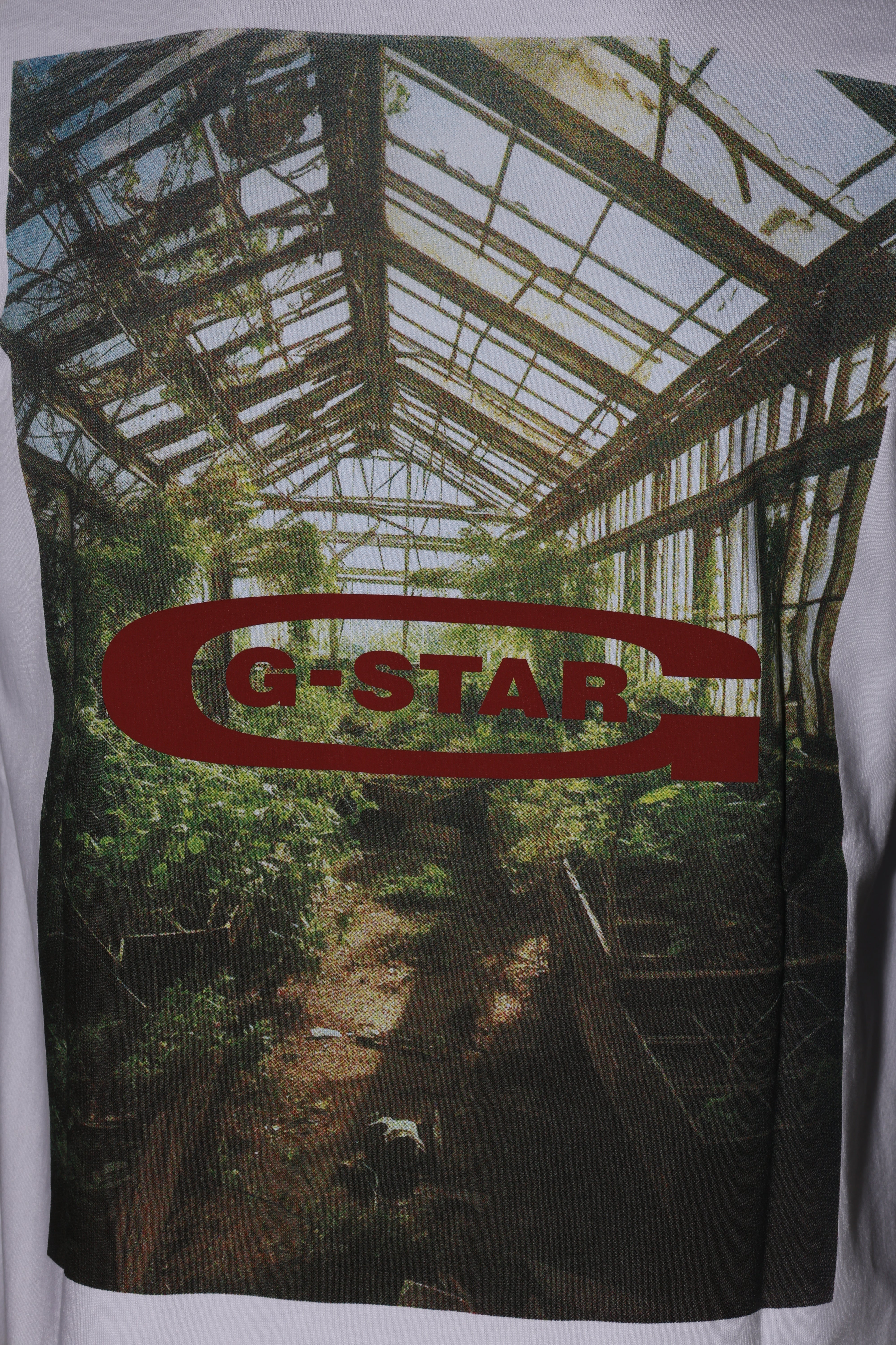 G-Star T-Shirt Photo Print White Green House